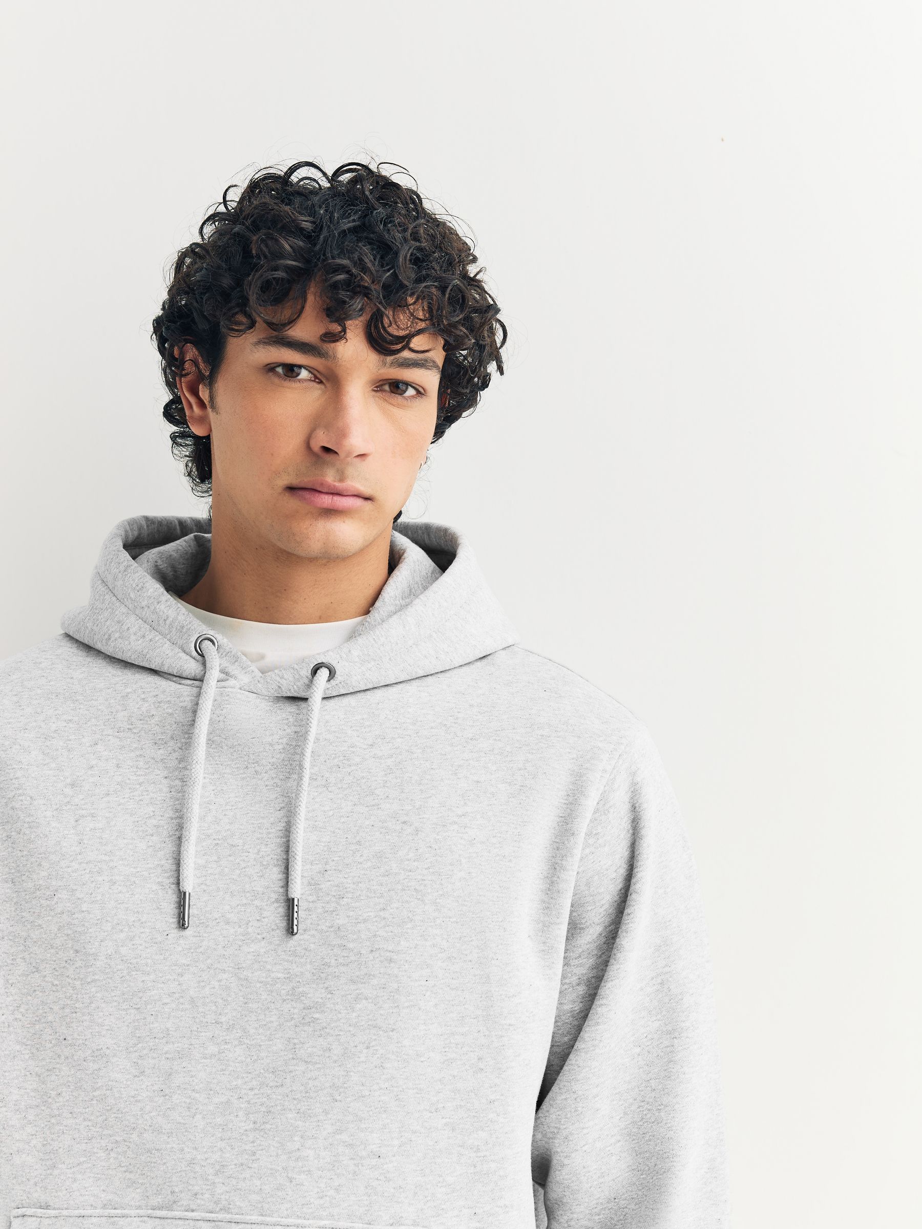 Grijs gemêleerd - Normale Pasvorm - Zwaargewicht Cotton Rich Jersey Hoodie