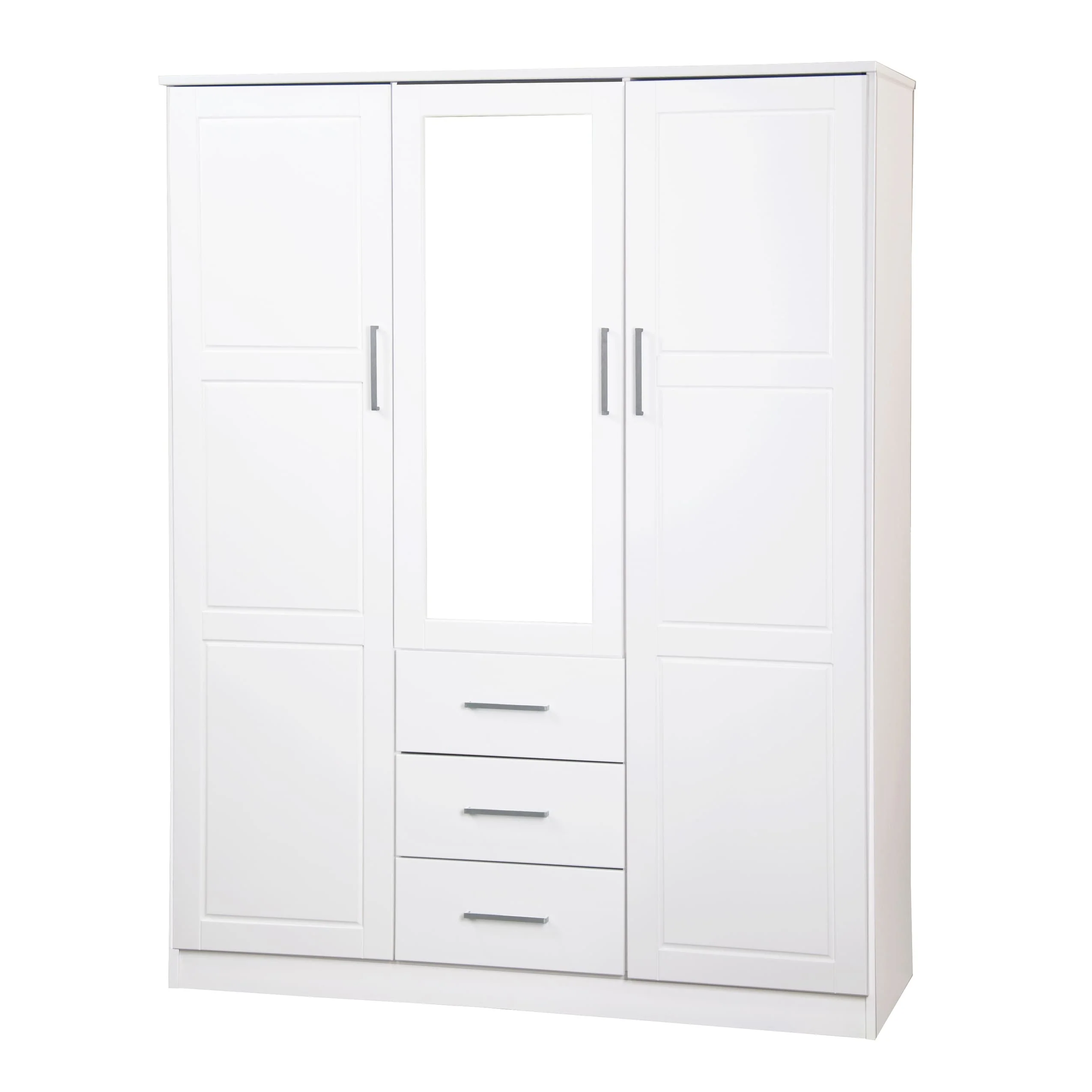 Palace Imports 100% Solid Wood Cosmo 3-Door Wardrobe Armoire with Solid Wood or Mirrored Doors