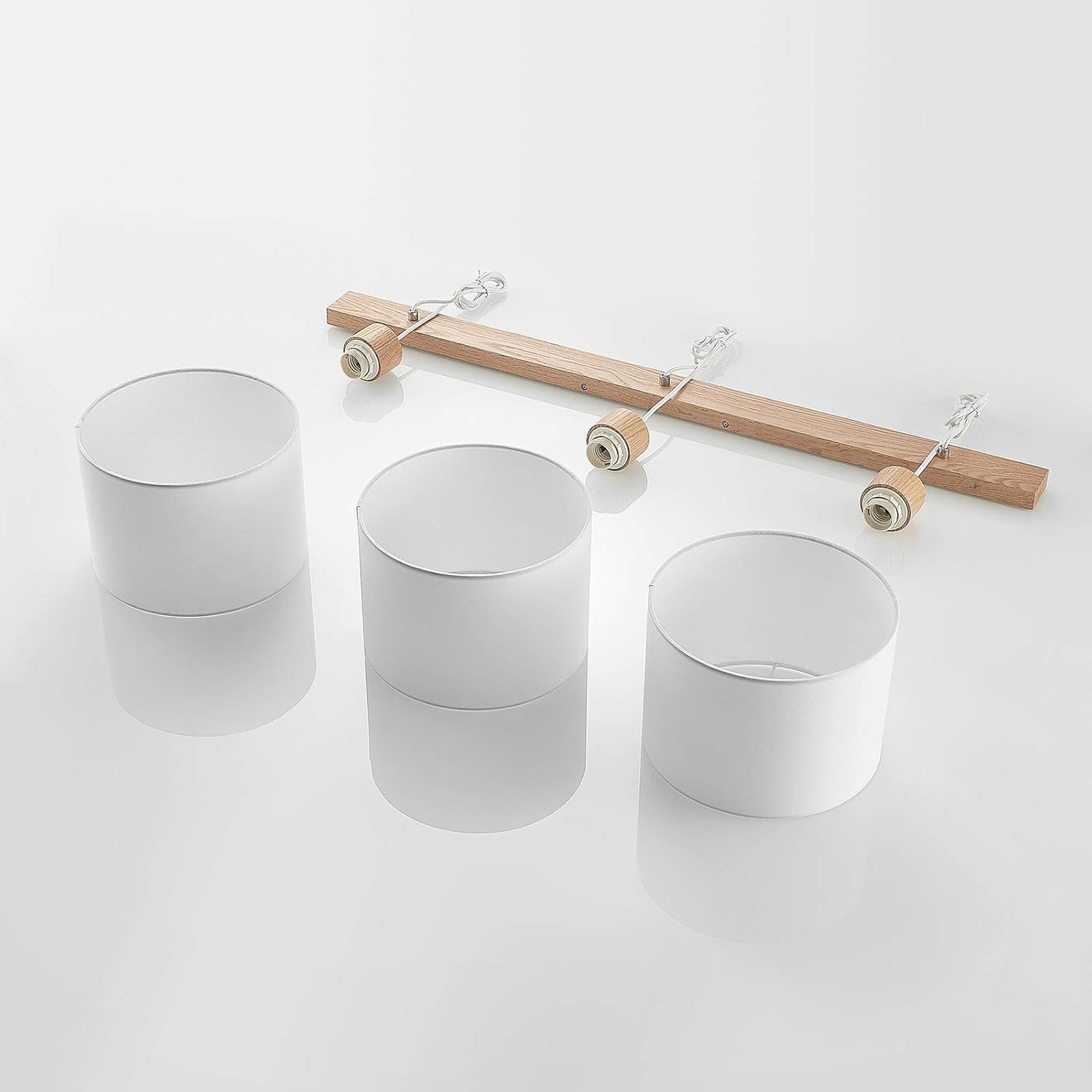 Lindby Pendelleuchte Imarin (Modern) aus Holz (3 flammig, E27) - Textil Hängeleuchte Esstischlampe Hängelampe Wohnzimmerleuchte