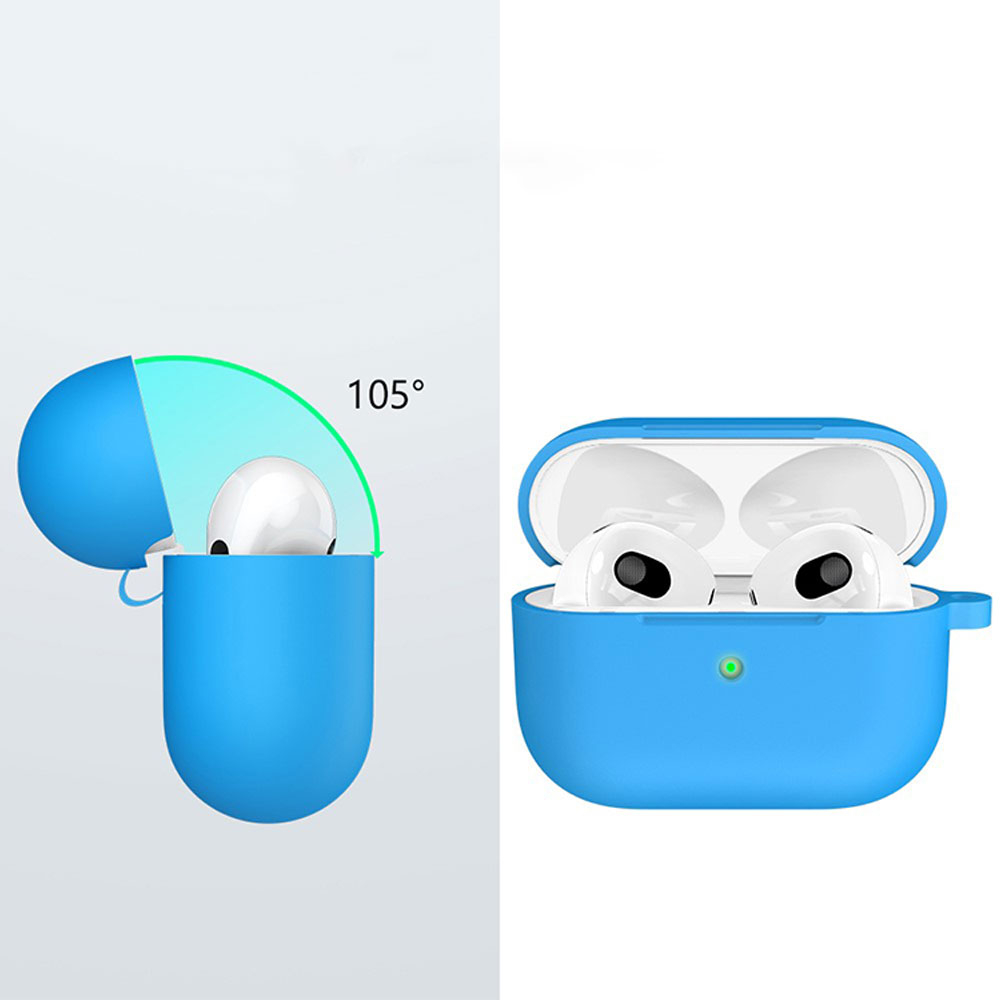 AirPods (3. Generation) Silikon Schutzhülle Abdeckung mit Karabinerhaken - Blau