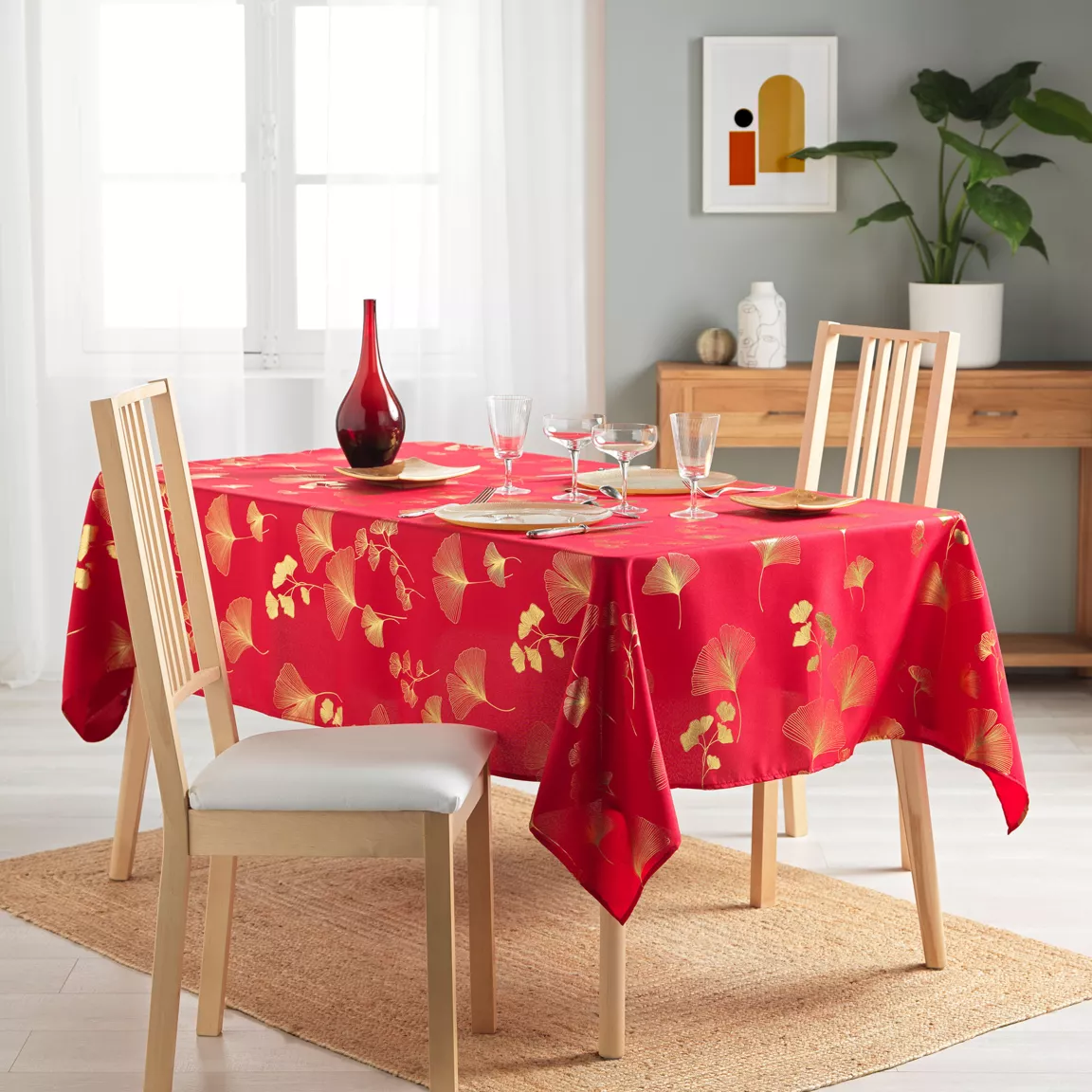 Nappe rectangulaire (150 x 300 cm) Bloomy Rouge