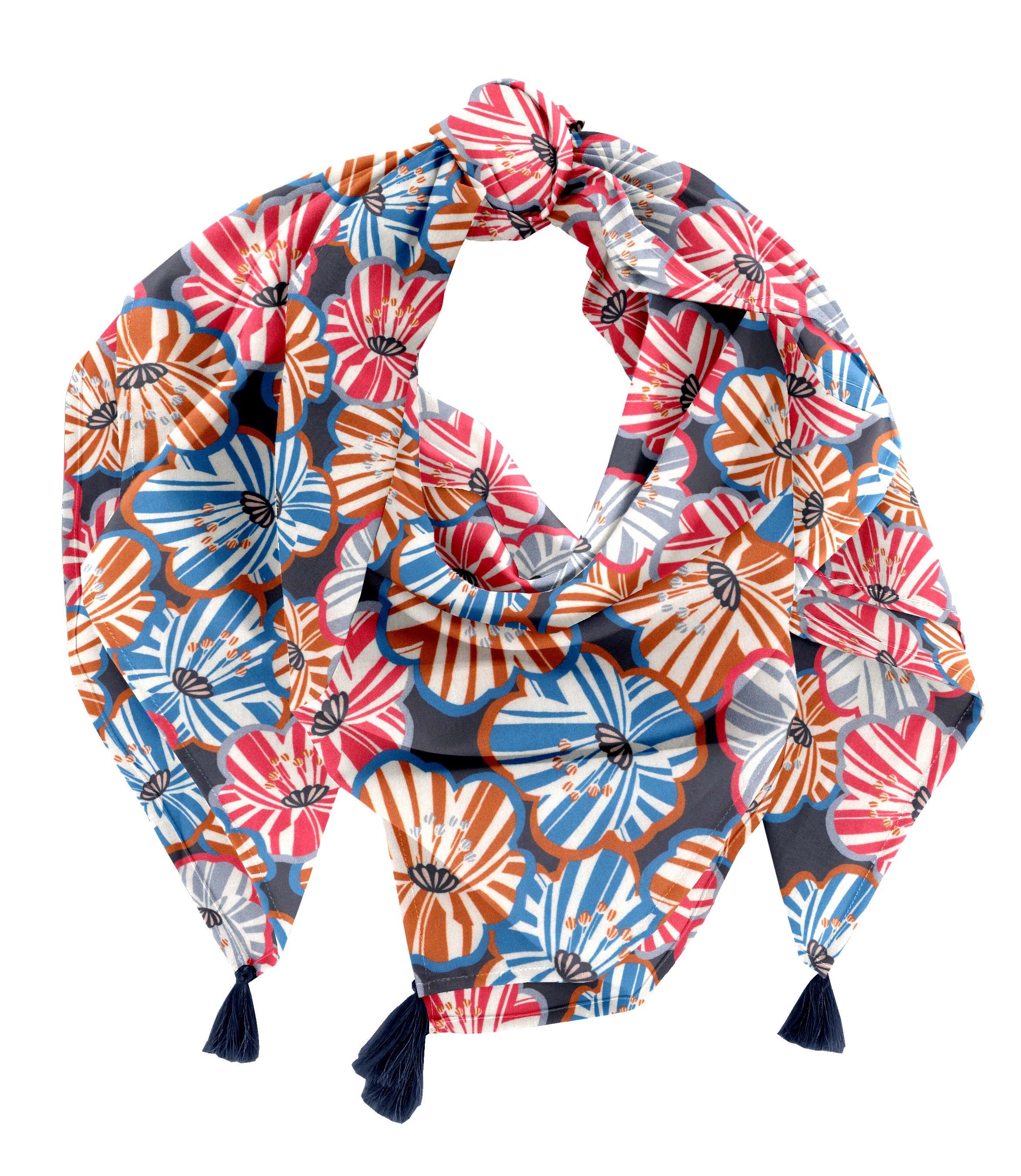 Foulard Pompon Anémones Rayées