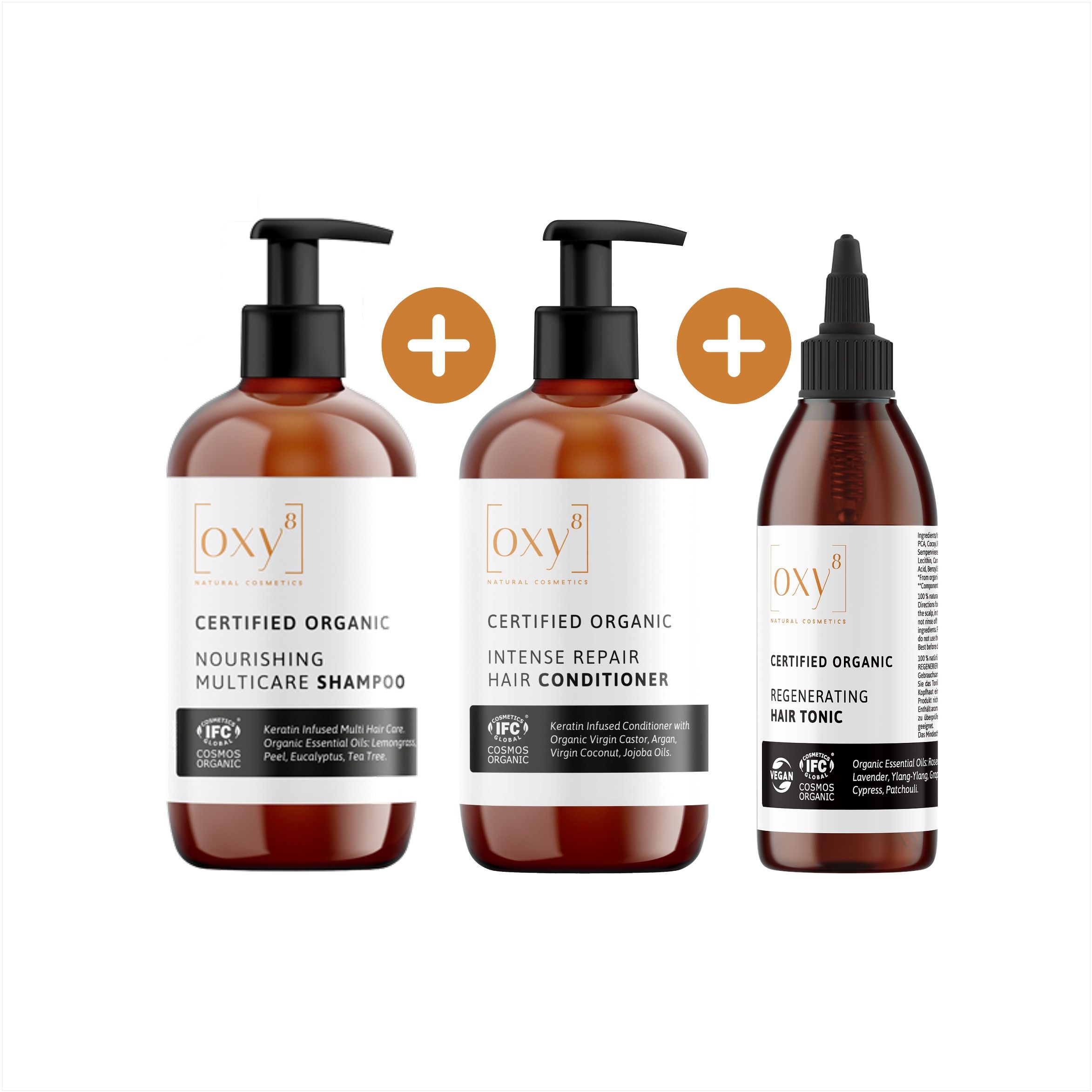 oxy8 Naturkosmetik Set - Perfekt als Geschenk: SHAMPOO & HAIR CONDITIONER & HAIR TONIC