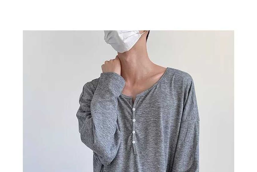 Real Boy - T-shirt met lange mouwen en ronde hals, effen en oversized