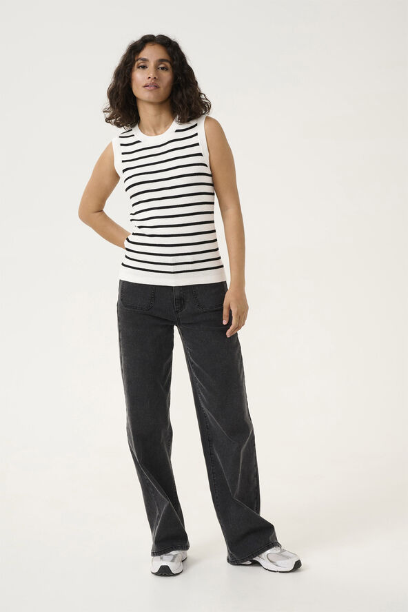 Kaffe KAlilybeth Knit Top Chalk/black stripe