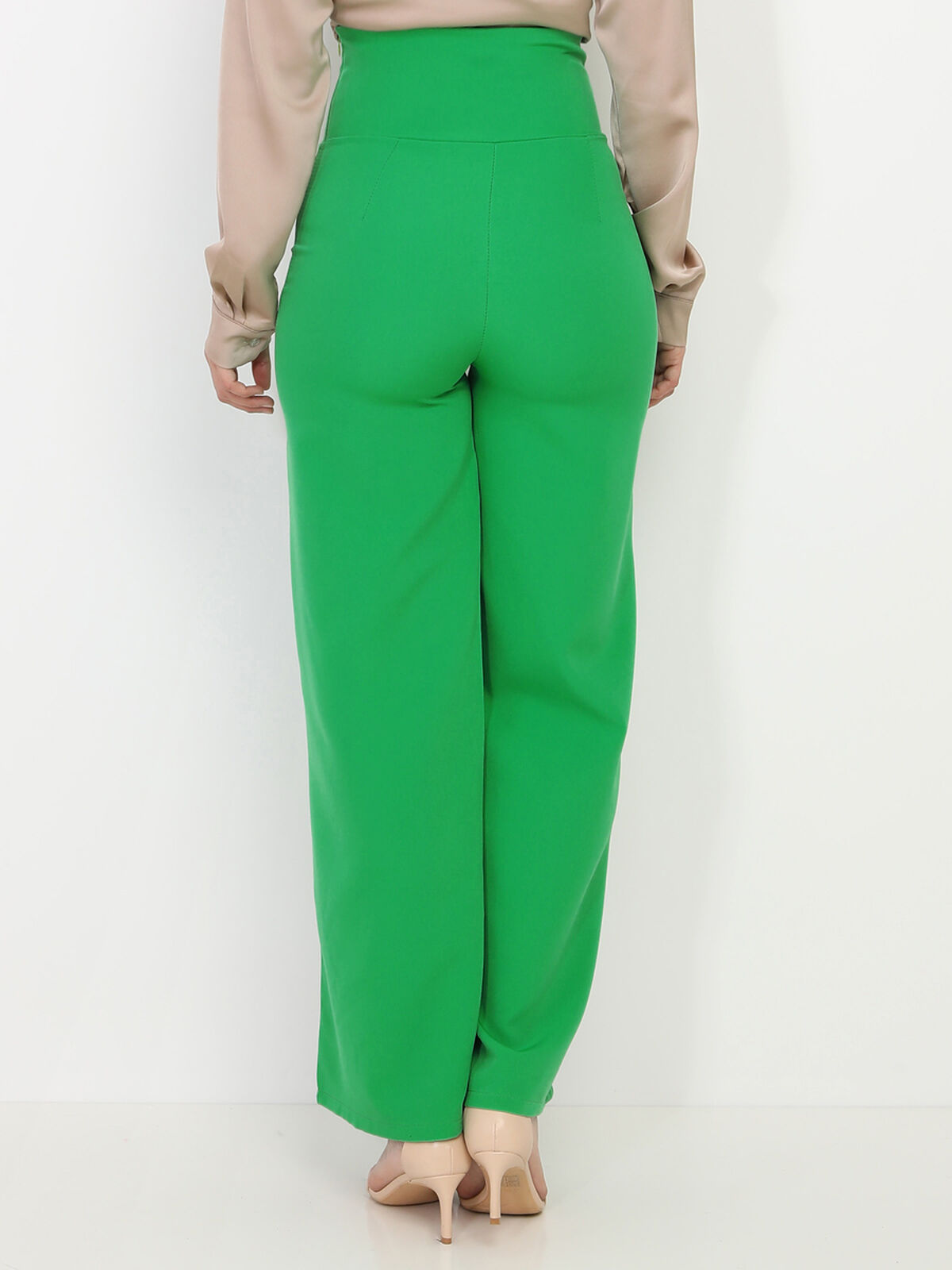 Pantalon palazzo à boutons- Vert