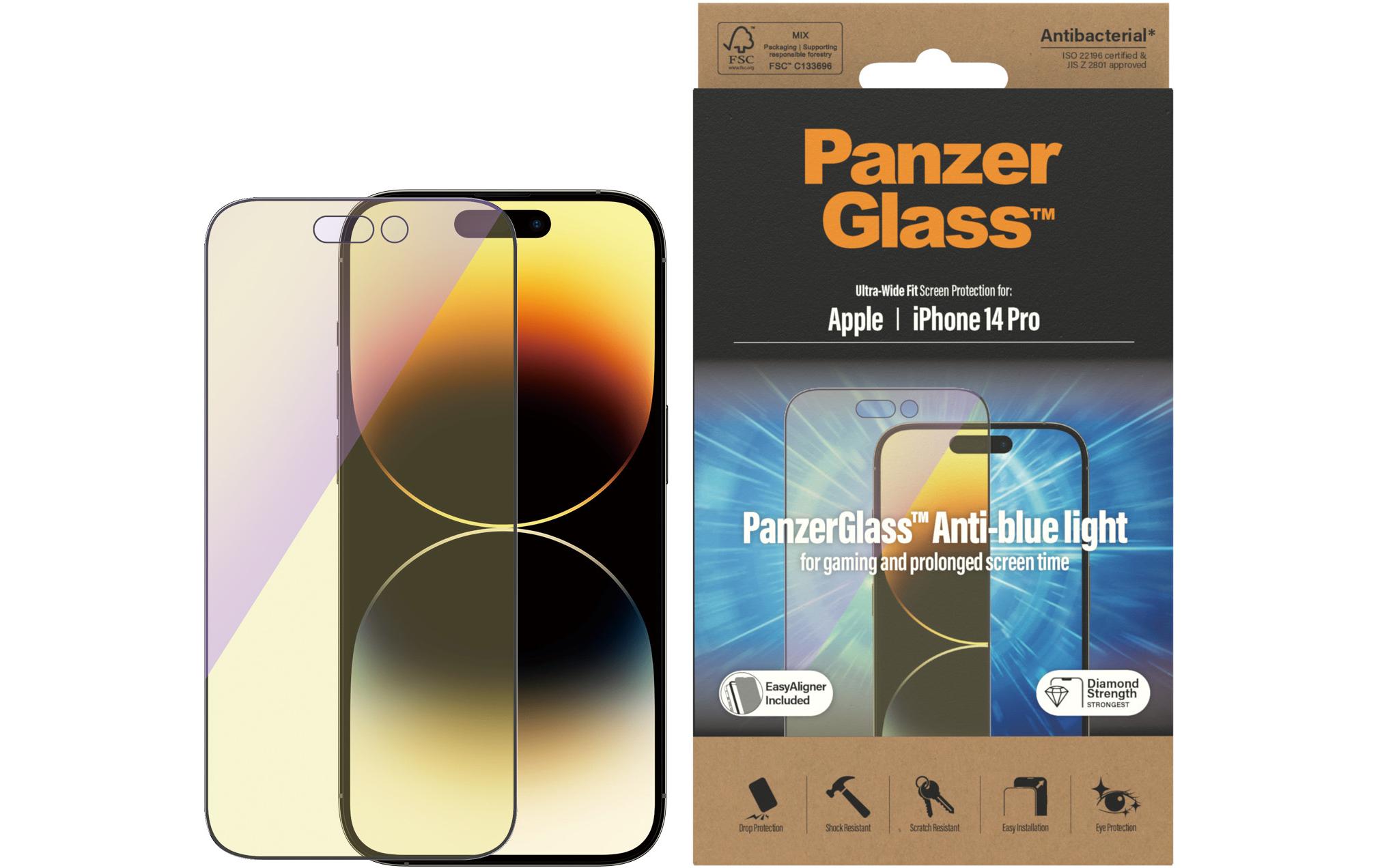 Displayschutz Ultra Wide Anti Bluelight iPhone 14 ProAnti Bluelight Schutzfolie mit Applicator für das Apple iPhone 14 Pro