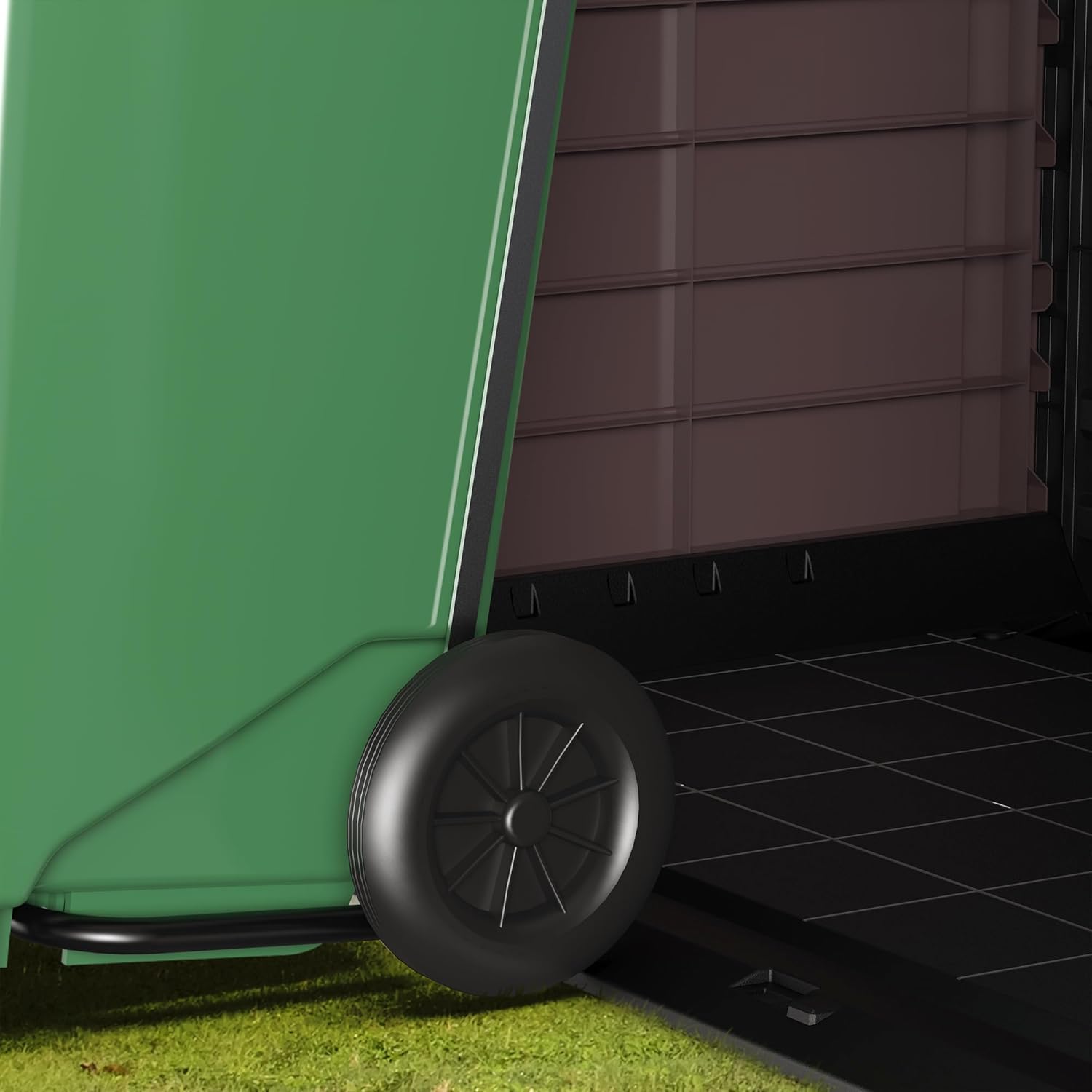 Duramax Cedargrain StoreAway 1200L Gartenhaus aus Kunststoff / flacher Deckel, Mülltonnenbox, Gartenhaus, solide Konstruktion, ideal für Werkzeuge, BBQs und 2x 240L Mülltonnen, 145x85x125 cm, Braun