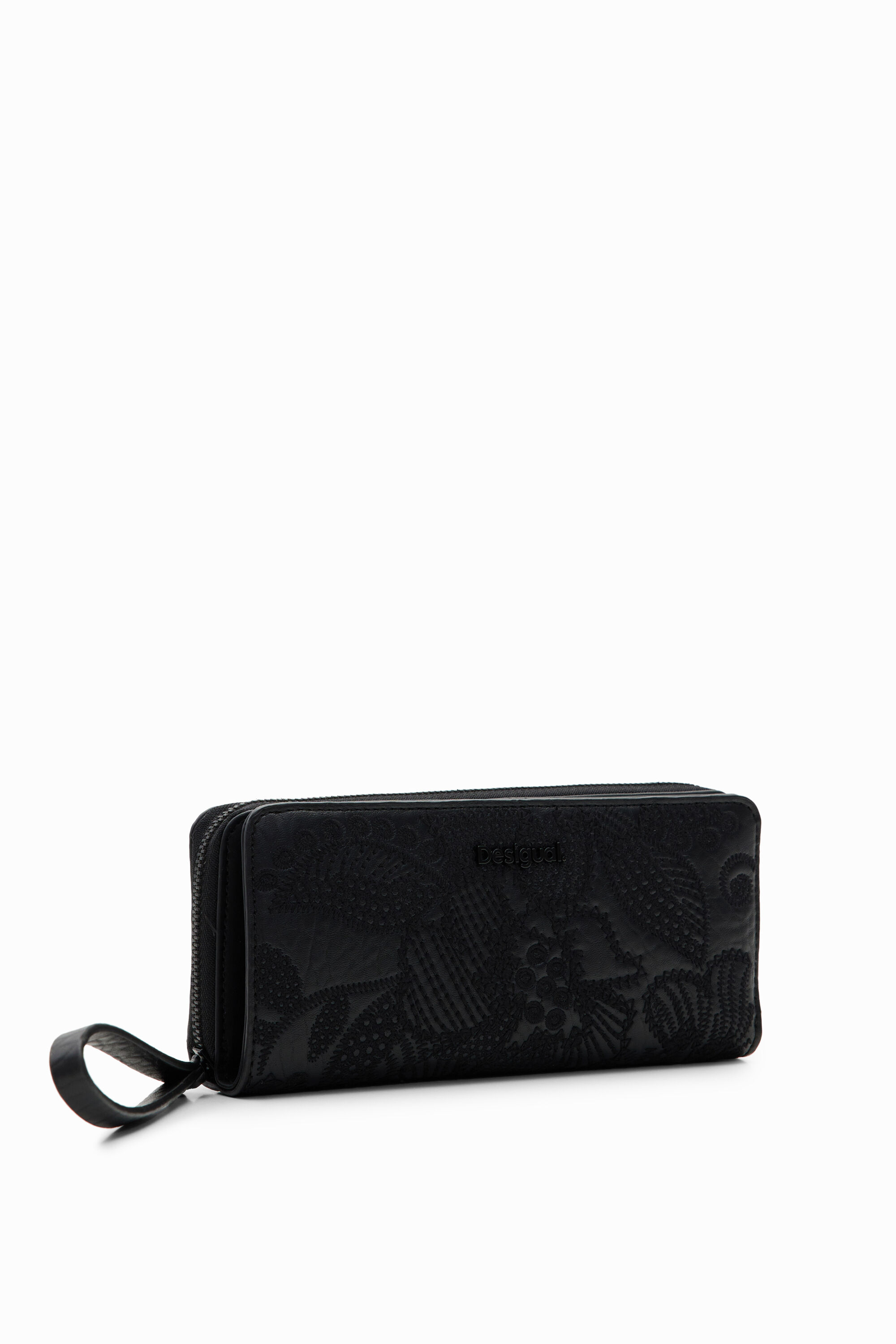 Grand portefeuille broderie fleurs