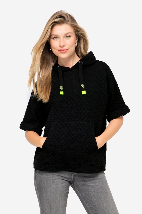 Sweat-Pullunder, Waffel-Jacquard, Kapuze, Kängurutasche, OEKO-TEX
