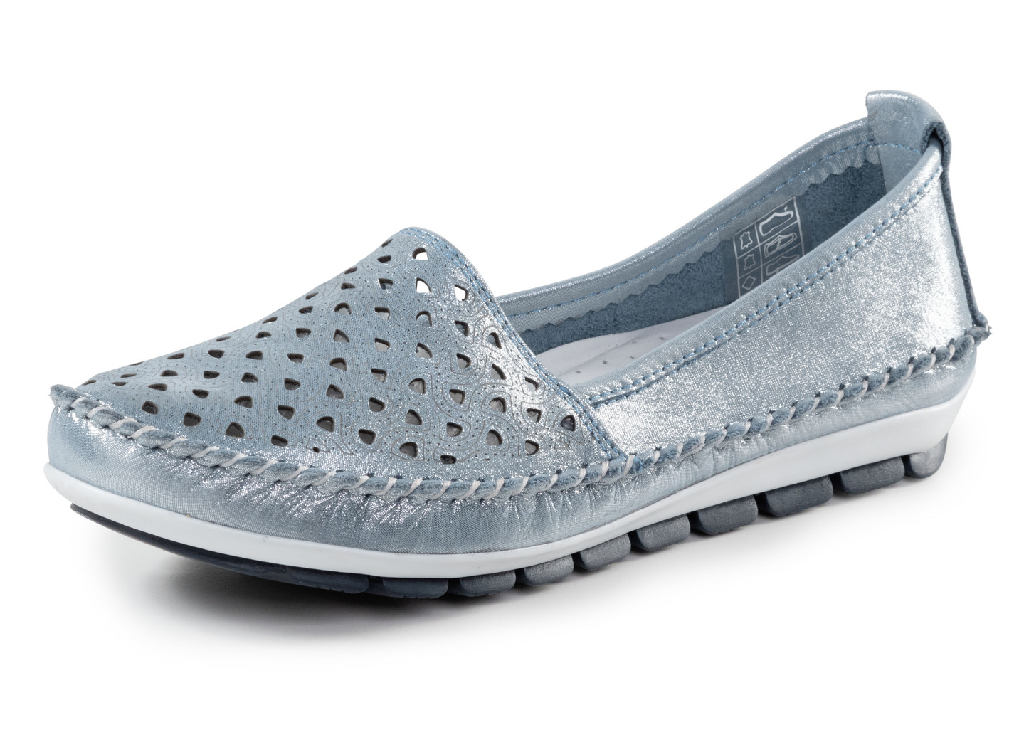 Gemini Mokassin-Slipper aus weichem, glänzend geprägtem Nappaleder