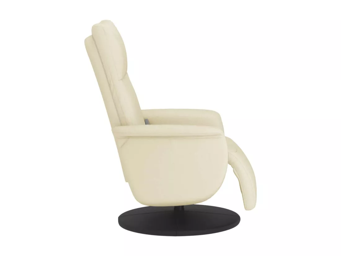 Fauteuil inclinable de massage et repose-pieds crème similicuir