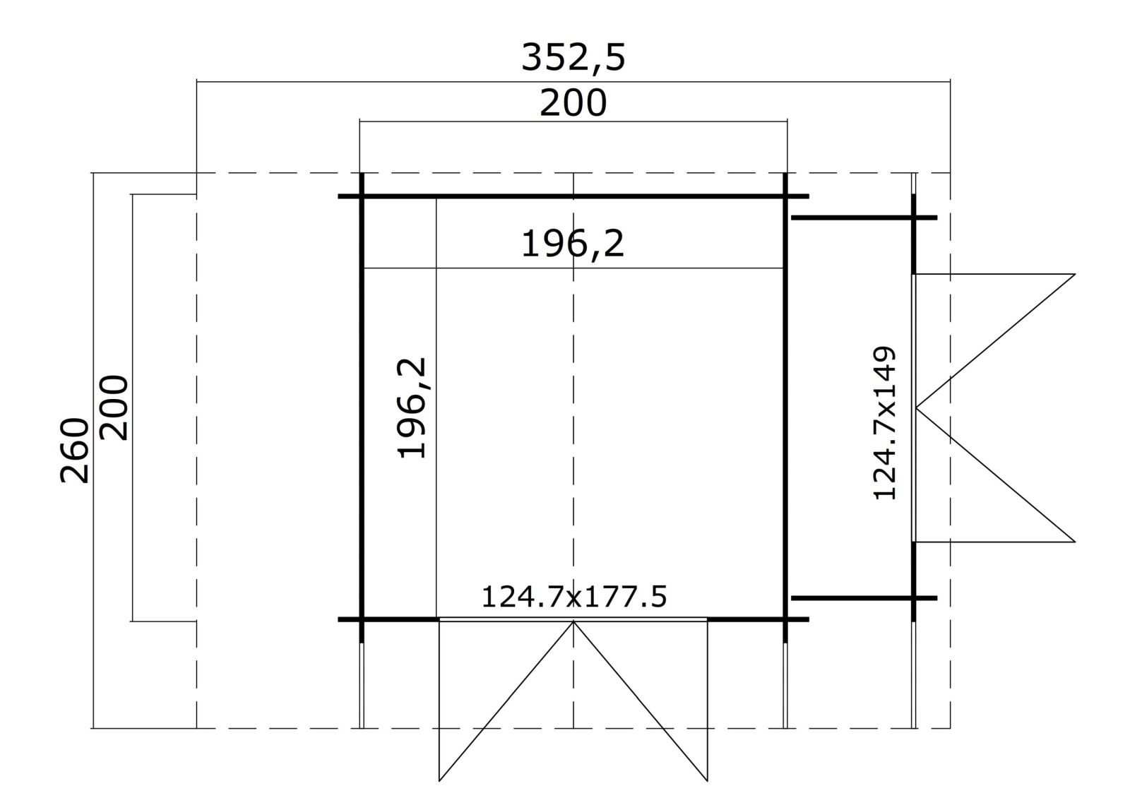 Blockbohlenhaus VILANO 1 - naturbelassen - Fichte massiv - 260x260 cm