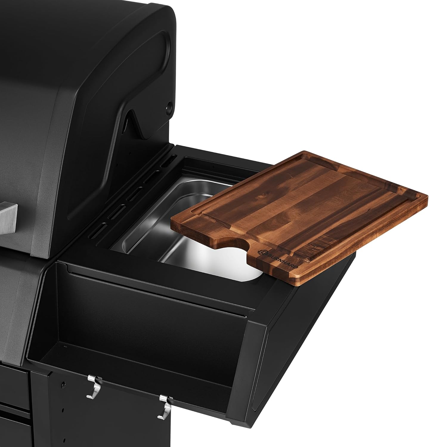 BURNHARD® 3-Brenner Gasgrill Edelstahl inkl. Heckbrenner, mit Edelstahl-Grillrost, inkl. stabiler Abdeckhaube, Seitenkochfeld mit Infrarot Keramikbrenner, Schwarz - EARL