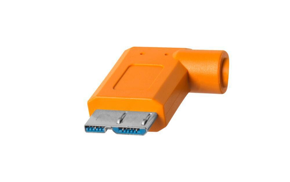 Kabel USB-C 3.0 Micro-B Right Angle 4.6 Meter – orangeRechtwinkliges USB-C zu 3.0 Micro-USB Kabel