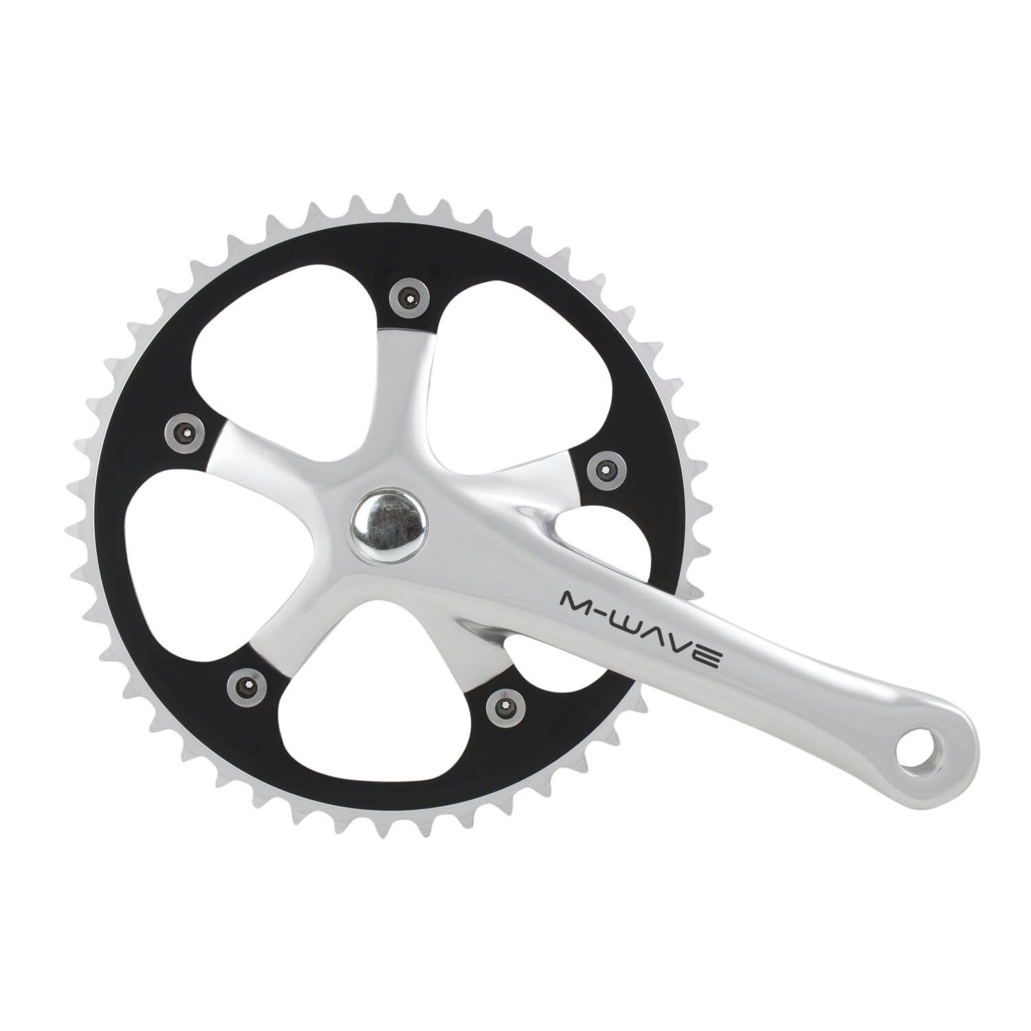 M-Wave 1-fach Kurbelgarnitur Kurbel 44 Zähne 165 mm JIS Vierkant Tretkurbel Fahrradkurbel Kettenradgarnitur Singlespeed Fixie