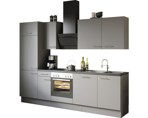 Optifit keukenblok met apparatuur Mats825 270 cm basaltgrijs mat gedemonteerde variant omkeerbaar KCMA 2708E-8+