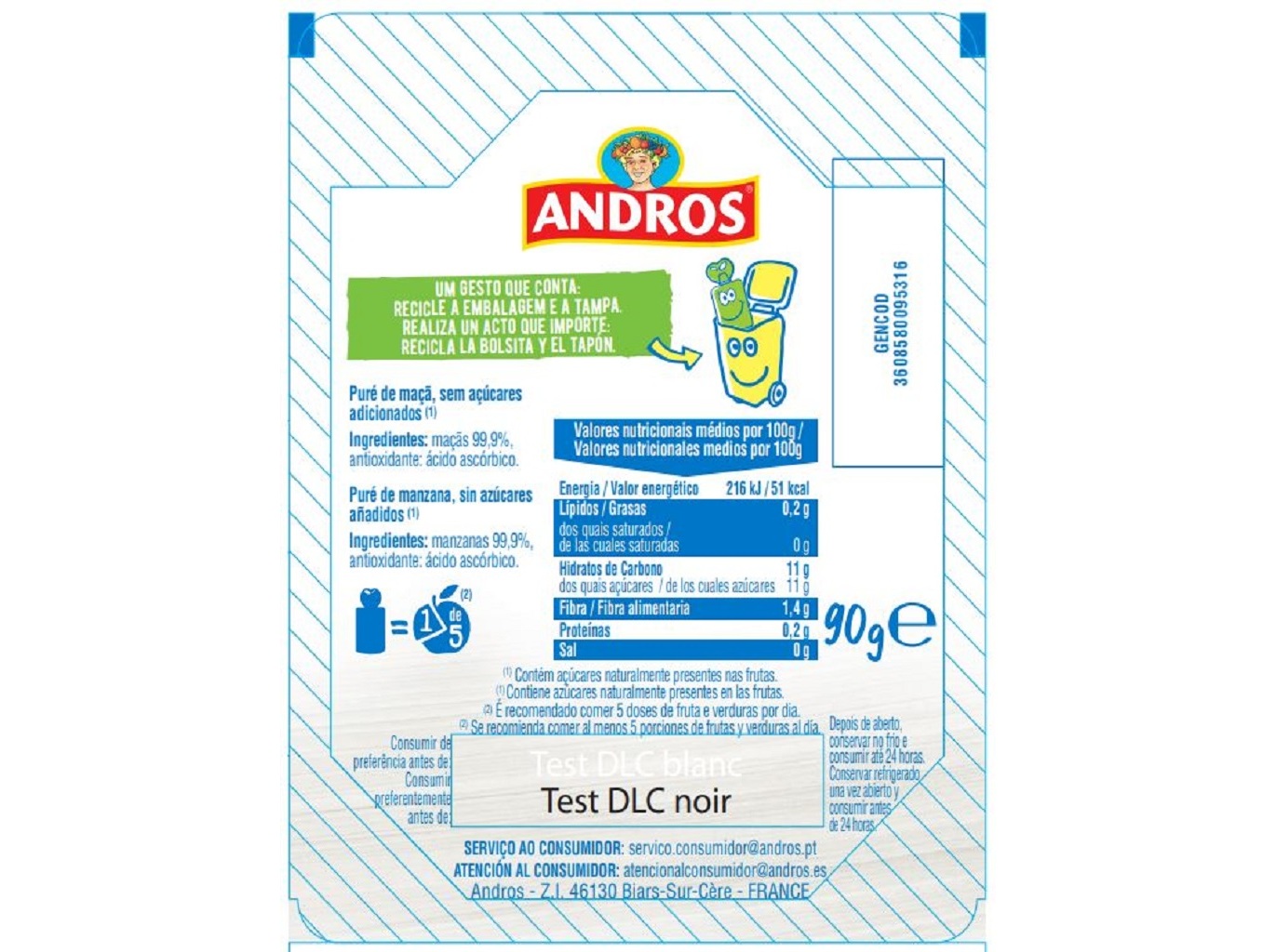 SAQUETA FRUTA ANDROS MAÇÃ 90 G