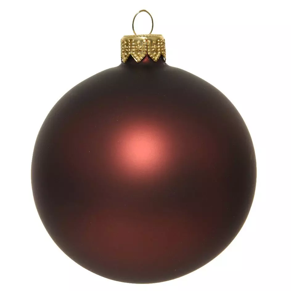 Lot de 4 boules de Noël en verre (D100 mm) Arctique mate Acajou