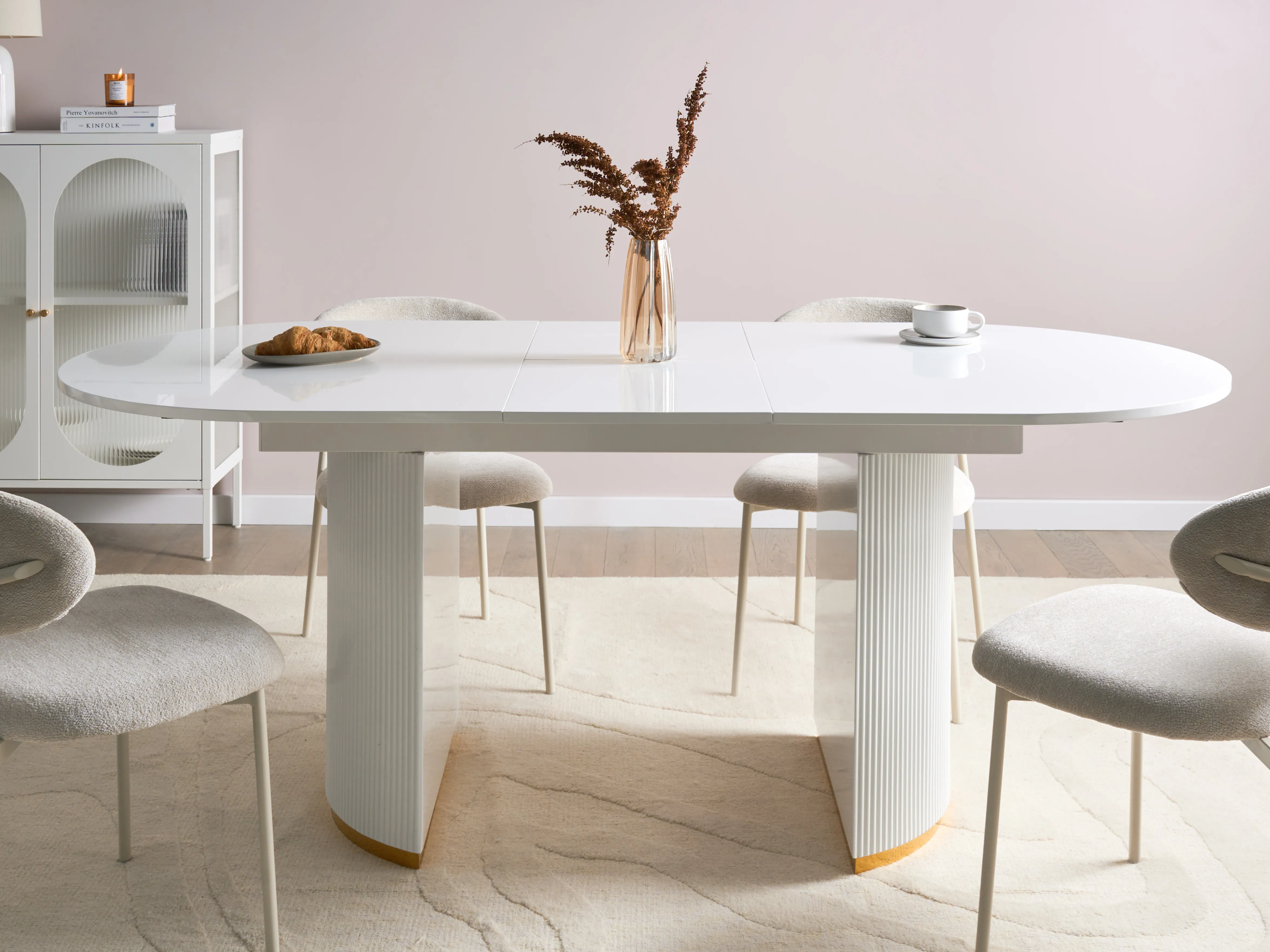 Eettafel uitschuifbaar DULVERTON Wit 90 cm 160/200 cm