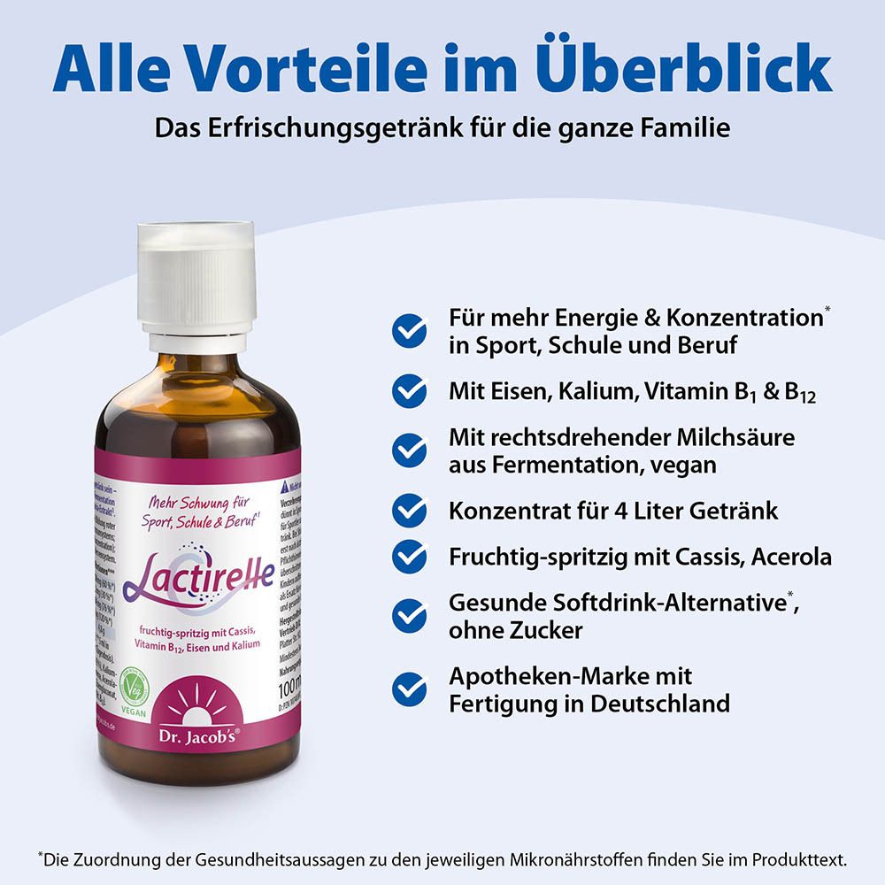 Dr. Jacob's Lactirelle Milchsäure-Cassis-Konzentrat Eisen Vitamin B12