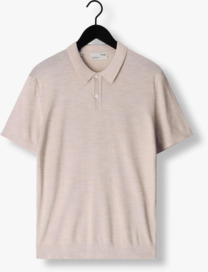 SELECTED HOMME beige selected homme polo slhtown ss knit polo b