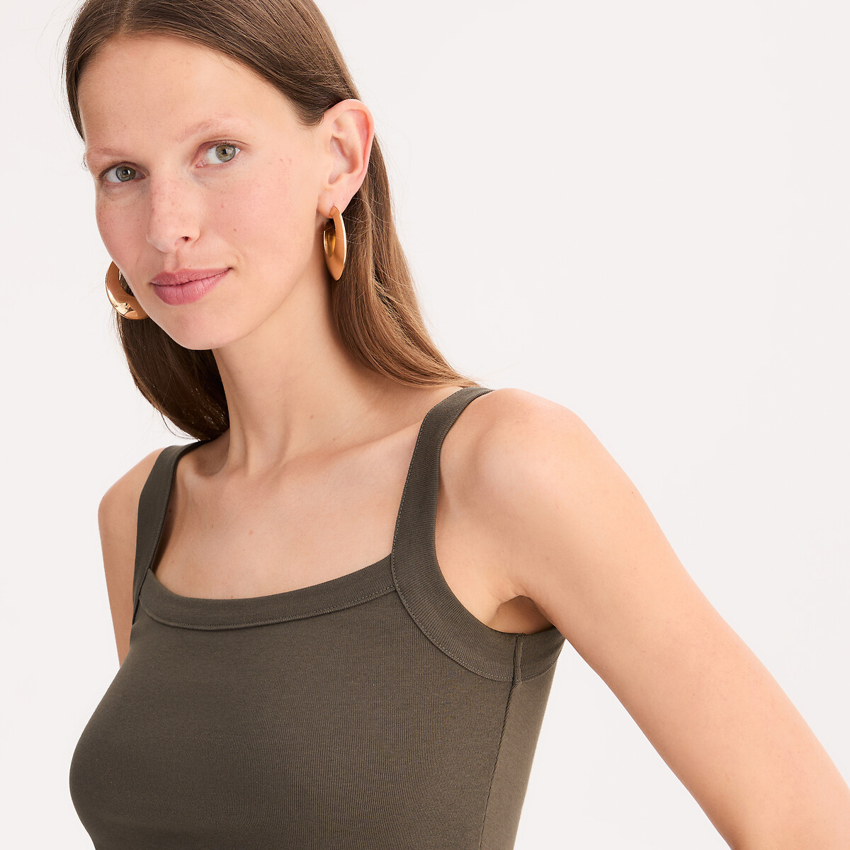 ANNE WEYBURN<br>Regata com decote quadrado, puro algodão penteado
