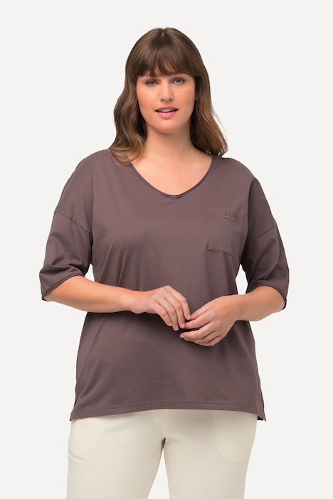 Loungewear-Shirt, Rollkante, Oversized, Rundhals, Halbarm