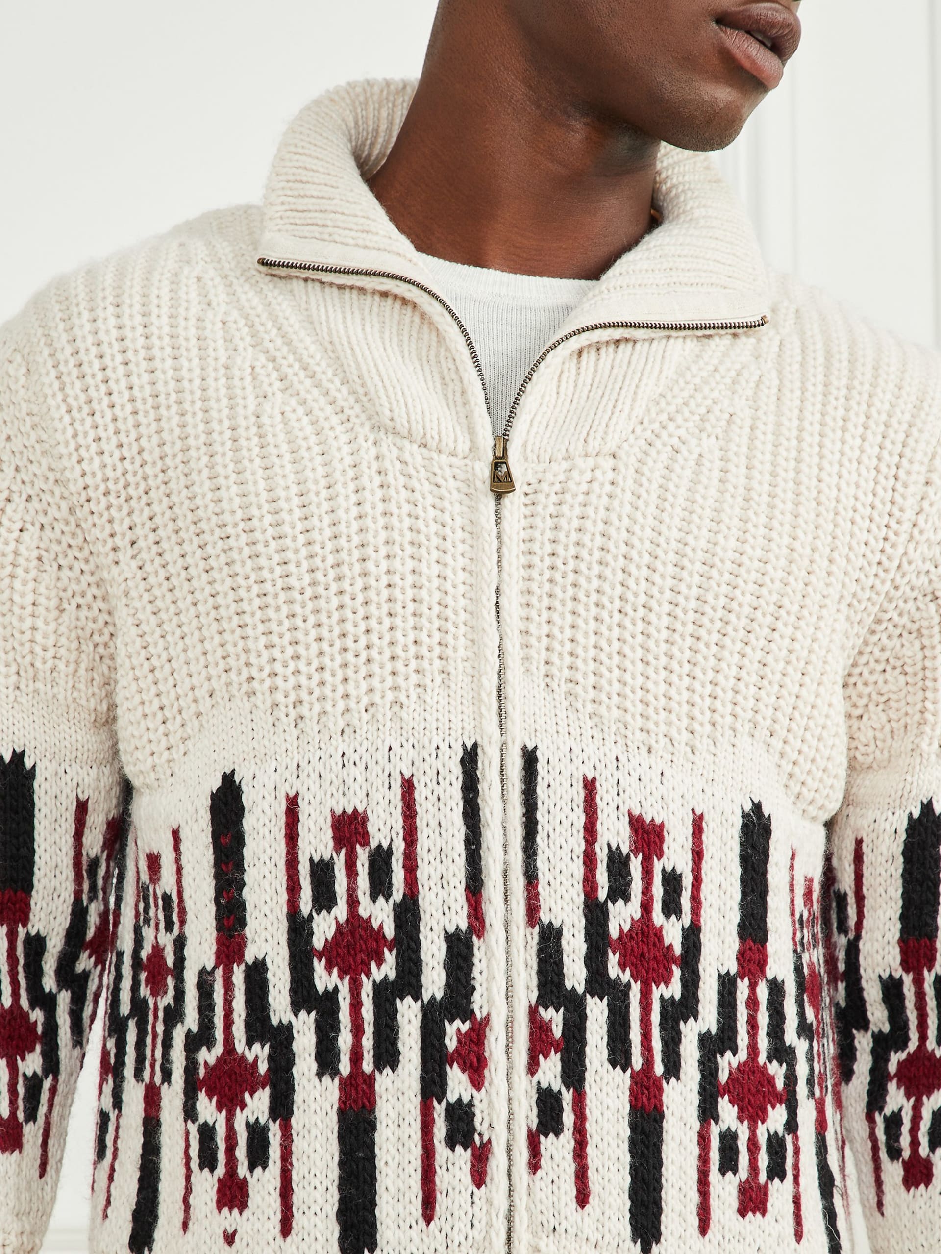 Cardigã de gola alta em jacquard