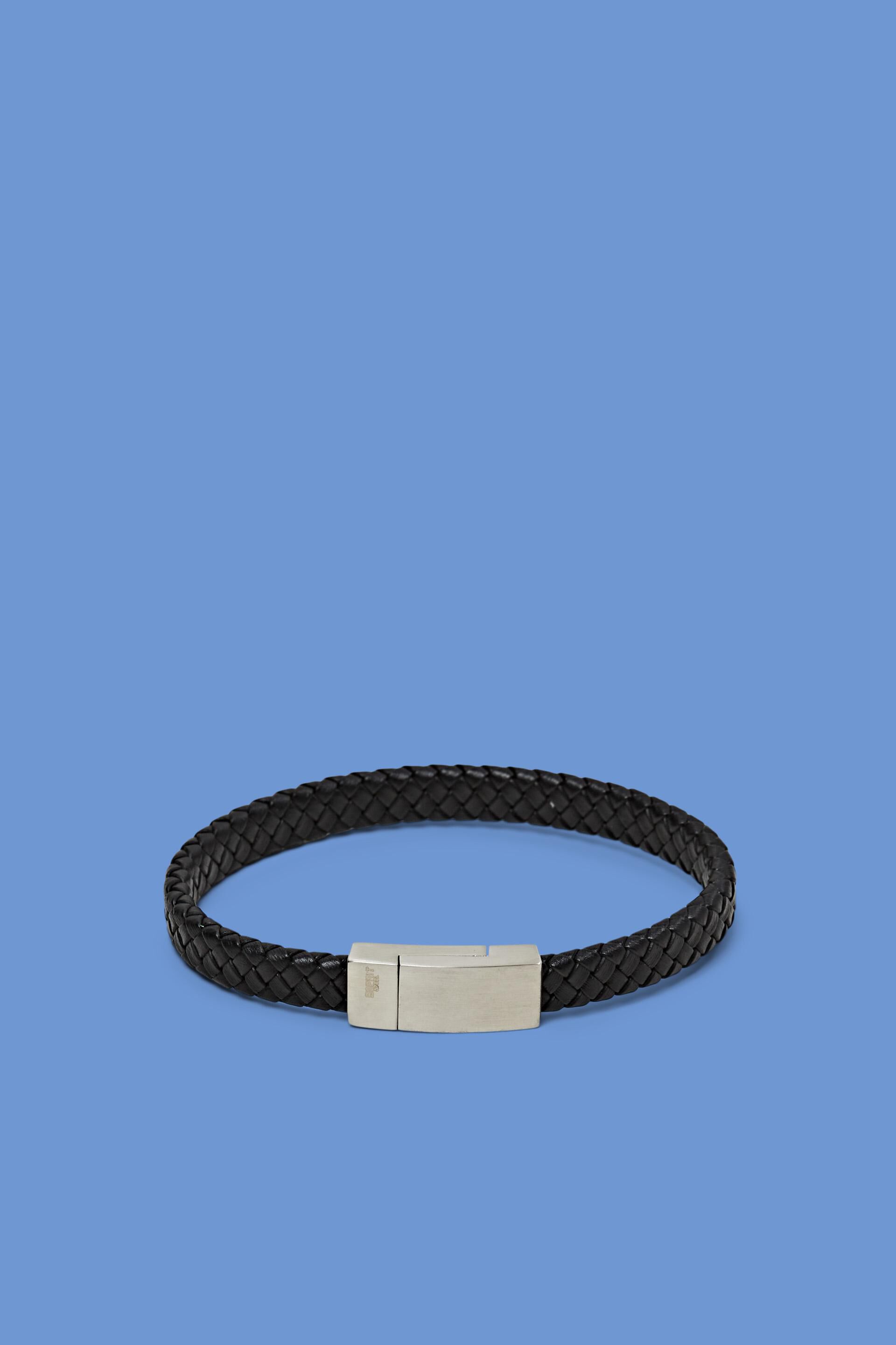 Bracelet d’aspect cuir tressé à fermoir