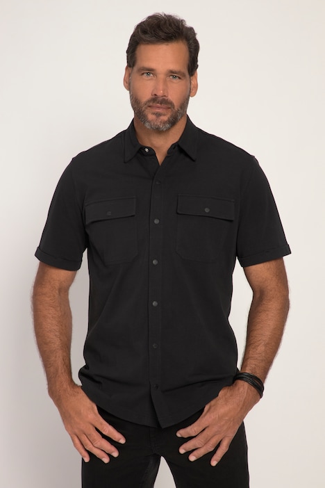 Jersey-Hemd, Halbarm, Kent-Kragen, Modern Fit