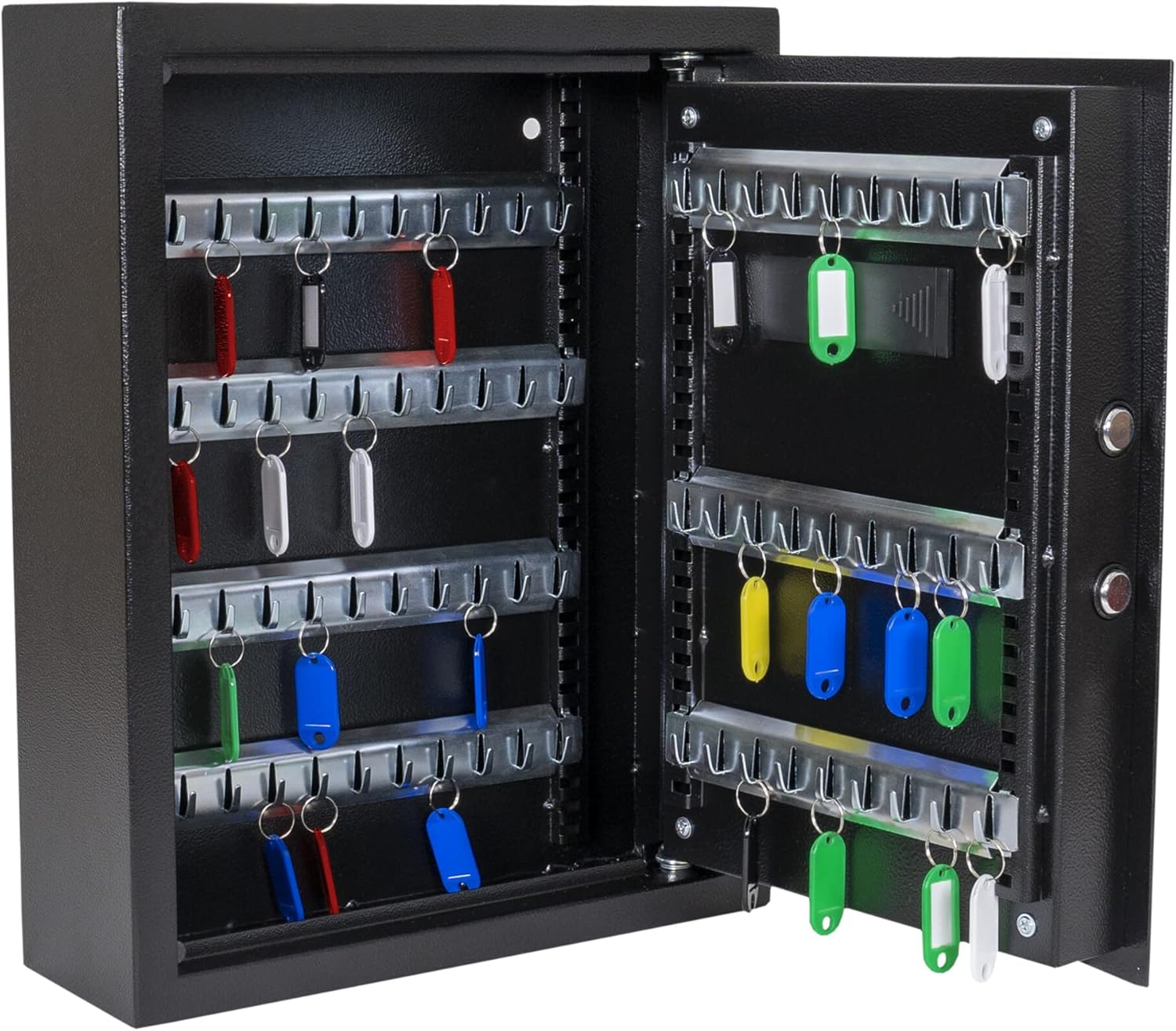 STIER Schlüsseltresor/Schlüsselkasten mit Elektronikschloss, 71 Haken, Verrieglung durch Code, Tür doppelwandig, inkl. Notschlüssel, Schlüsselbox, 8-stelliger Code