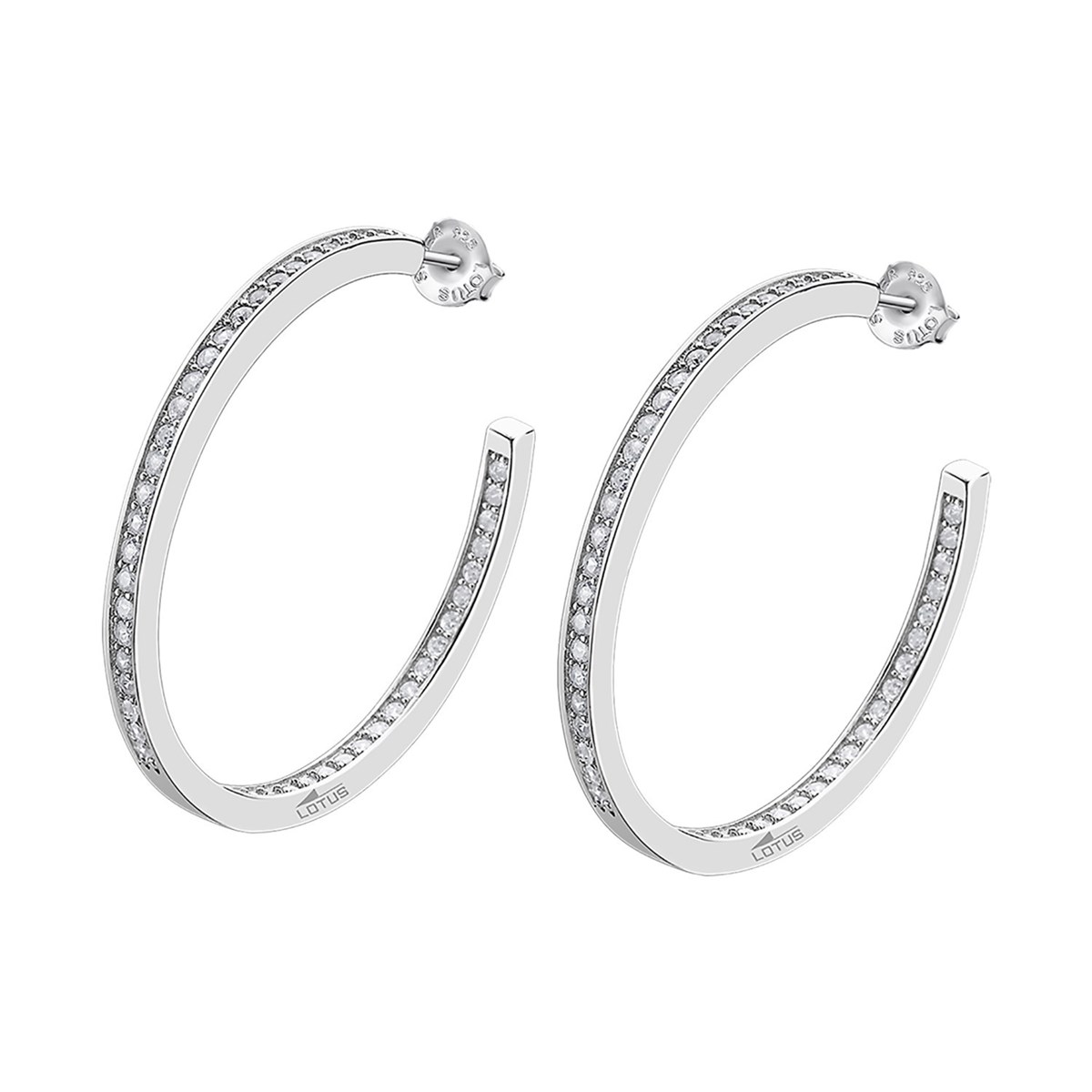 Boucles d'oreilles créoles Lotus Silver oxydes