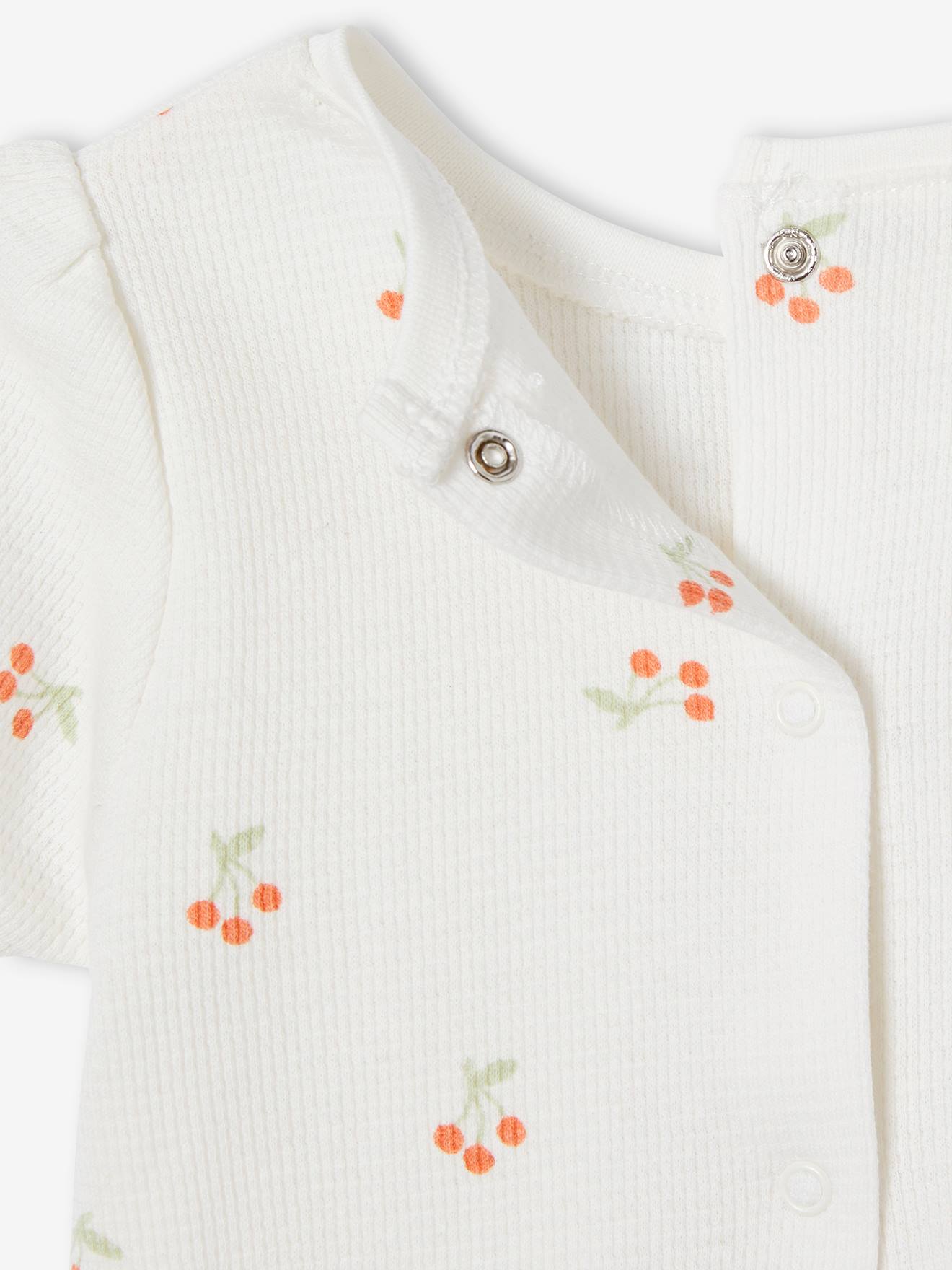 Conjunto de 2 pijamas de bebê em tricô favo de mel, rosa claro