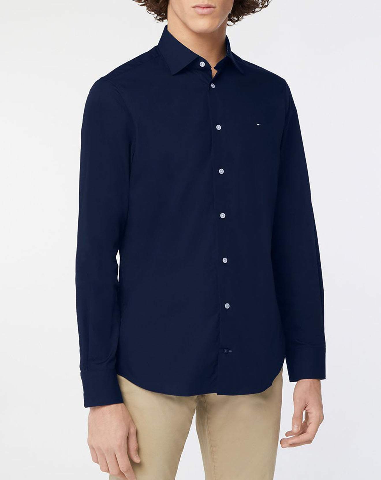 Tommy Hilfiger Chemise droite en Popeline Solid  bleu marine