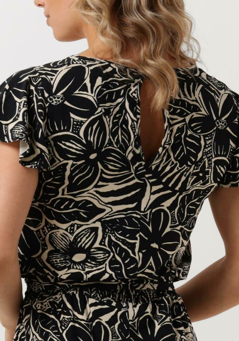 JANSEN AMSTERDAM zwarte jansen amsterdam jumpsuit vfb445 jersey printed jumpsuit square neckline