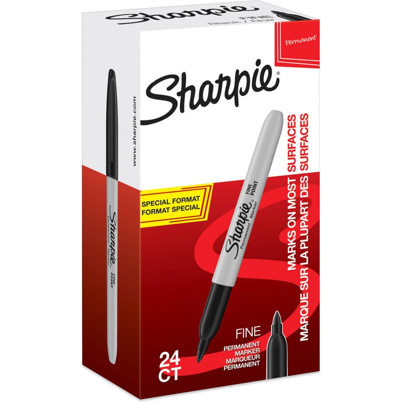 Pack de 20 marqueurs permanent Sharpie noir + 4 offerts