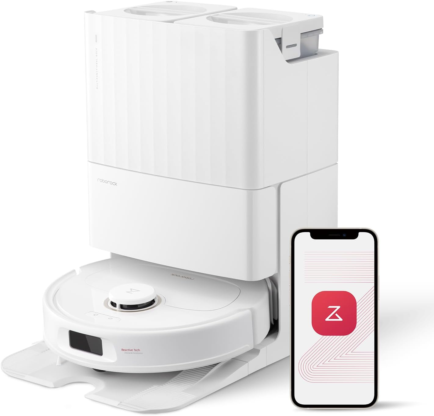 roborock Qrevo Pro Saugroboter mit Wischfunktion&Hebarem Wischmopp, FlexiArm Design Kantenreinigung, 7.000 Pa, 60 °C Heißwasser-Moppwäsche, App-Steuerung (Weiß) (Generalüberholt)
