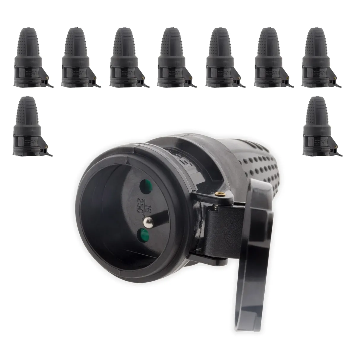 Zenitech Lot de 10 Fiches Caoutchouc 16A