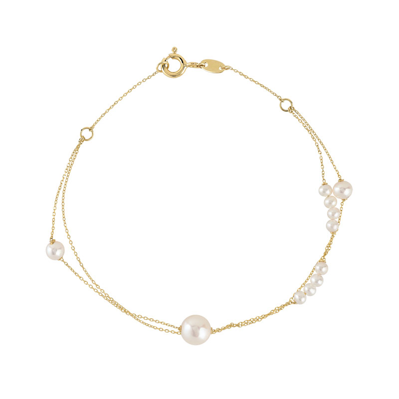 Bracelet or 375 jaune perles de culture de Chine 21 cm