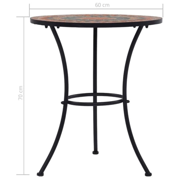 vidaXL Mosaikkbistrobord oransje/grå 60 cm keramikk