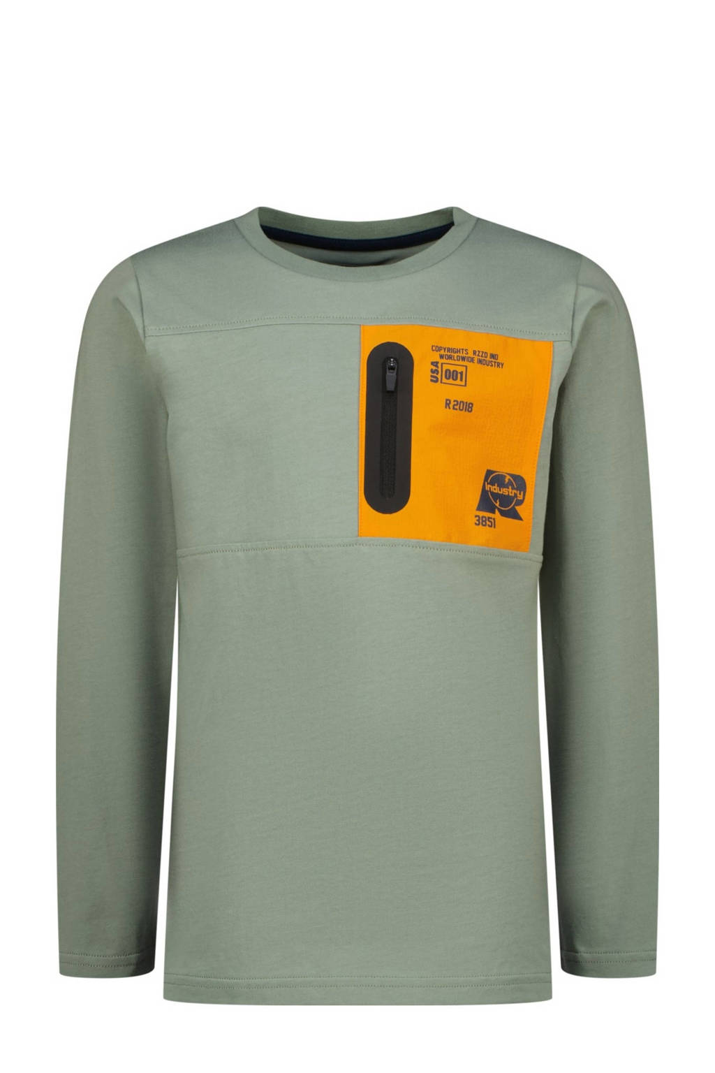 Raizzed longsleeve Albury met printopdruk zachtgroen/oranje