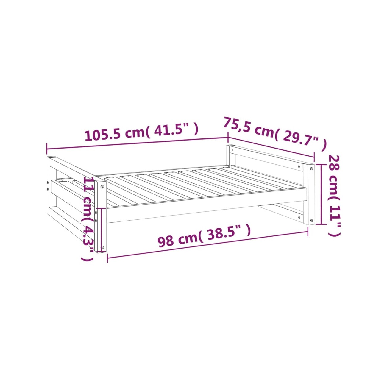 VidaXL Hundebett XXL (105,5x75,5x28 cm) weiß
