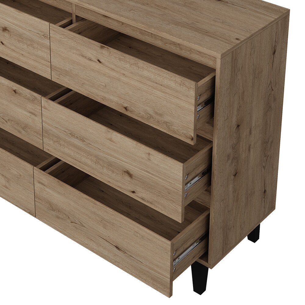 Vicco Sideboard Bahia Eiche 120 x 92 cm mit 6 Schubladen