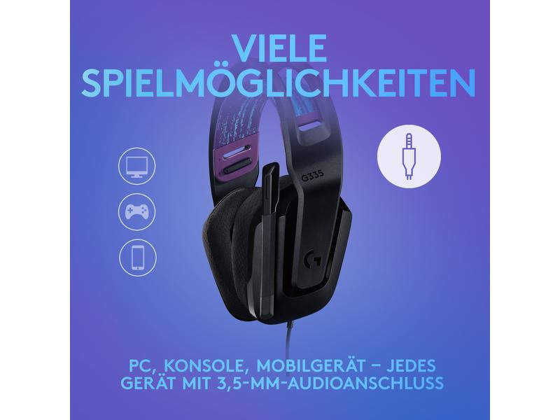 Logitech Headset G335 Gaming Schwarz Komfortables Gaming-Headset für PC und Spielkonsolen