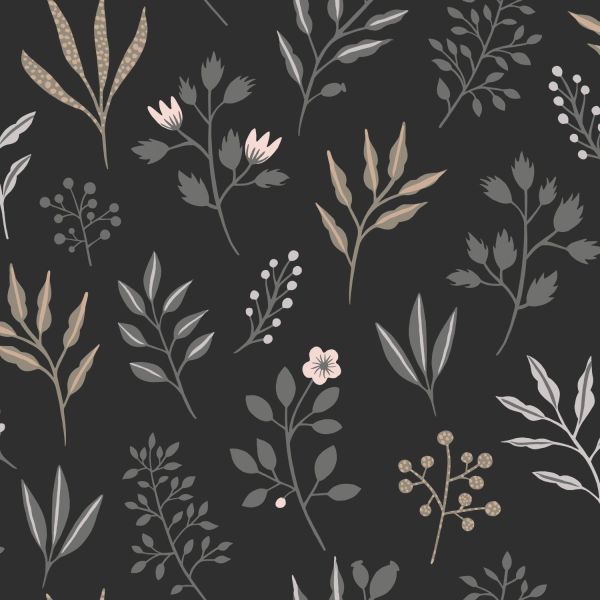 Estahome Bloemmotief Behang - Scandinavische stijl - 0,53 x 10,05 m - Warm Grijs