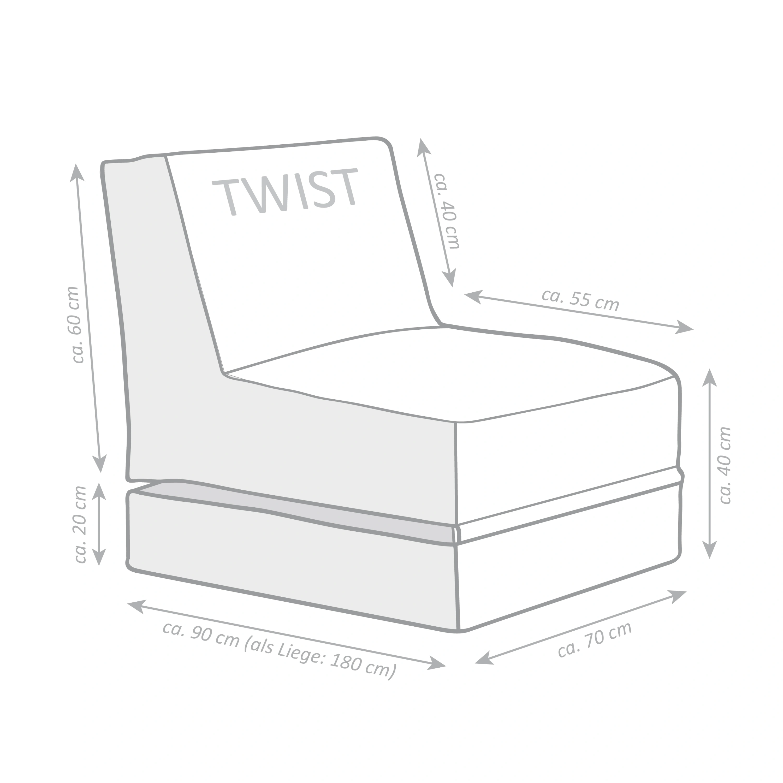 Sitzsack Twist SCUBA (Farbe: grau)
