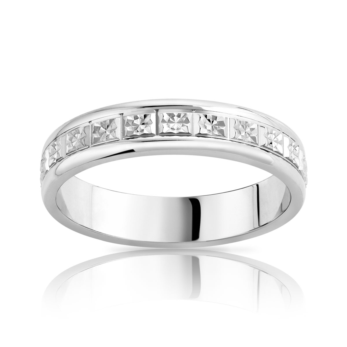 Alliance or 750 blanc diamanté 4 mm