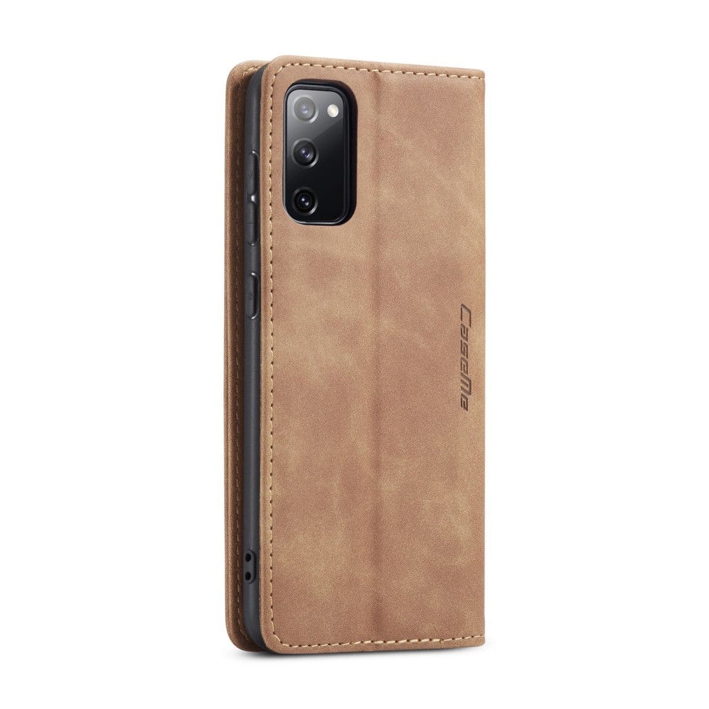Samsung Galaxy S20 FE / S20 FE 5G Leder Tasche Flip Wallet Etui mit Kartenfächern - Hellbraun