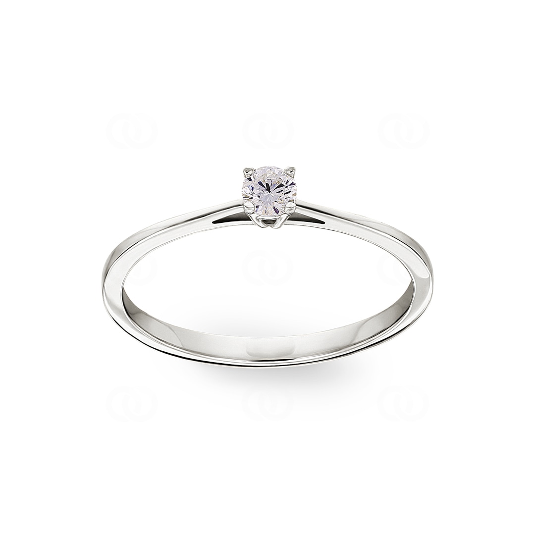 0.10 Karat Diamant Verlobungsring 750/18 K Weissgold in 4-Griff
